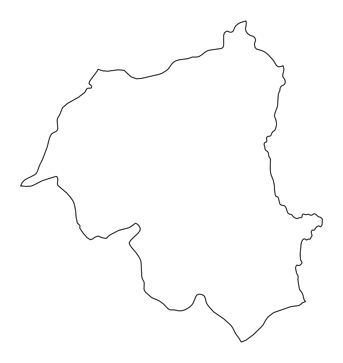Mapa de contorno de Ouham-Pendé Prefecture, Central African Republic con ríos.
