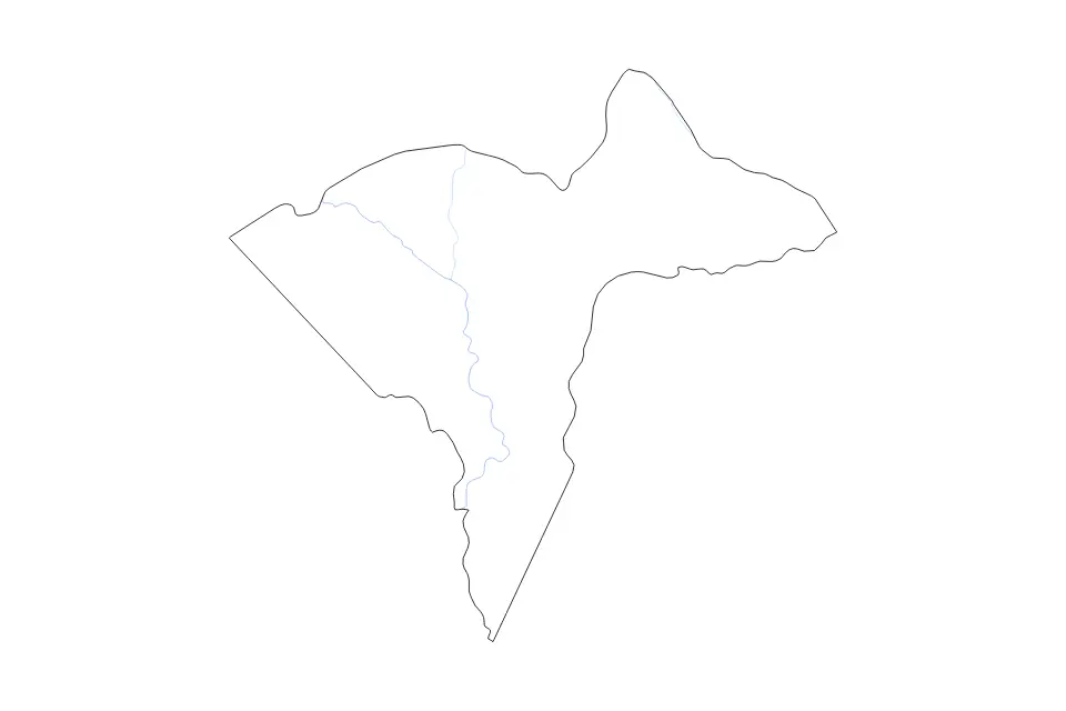Outline map of Sangha-Mbaéré Economic Prefecture, Central African Republic with subdivision borders and rivers.