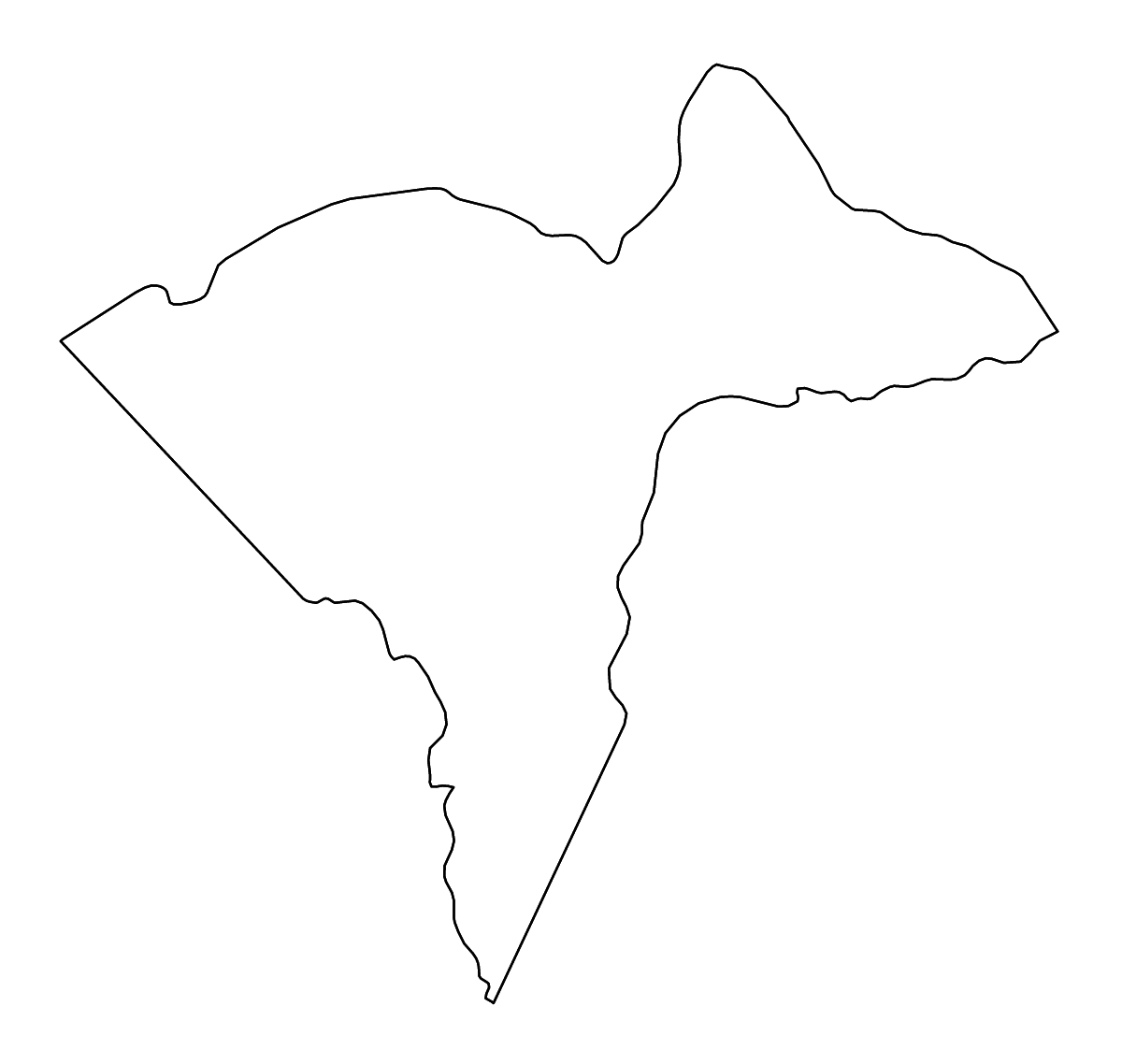 Mapa de contorno de Sangha-Mbaéré, Central African Republic con ríos.