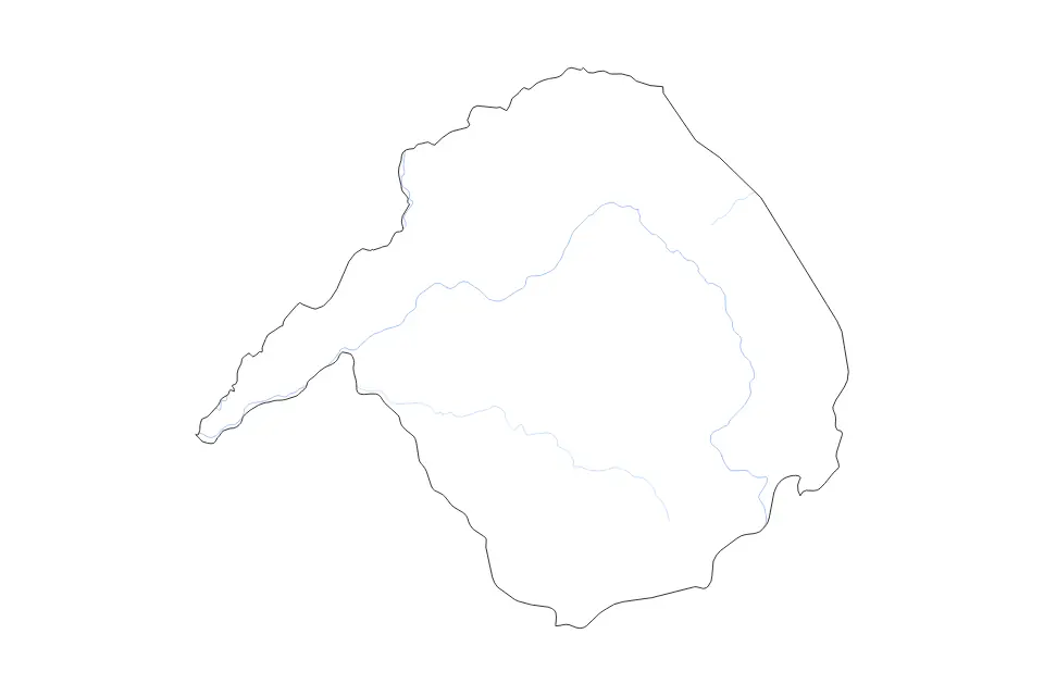 Mapa de Vakaga Prefecture, Central African Republic de tipo contorno y ríos para África, con contorno y ríos con límites limpios.