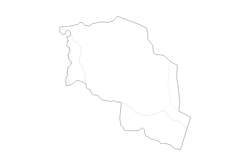 Mapa de Chari-Baguirmi, Chad de tipo contorno y ríos para África, con contorno y ríos con límites limpios.