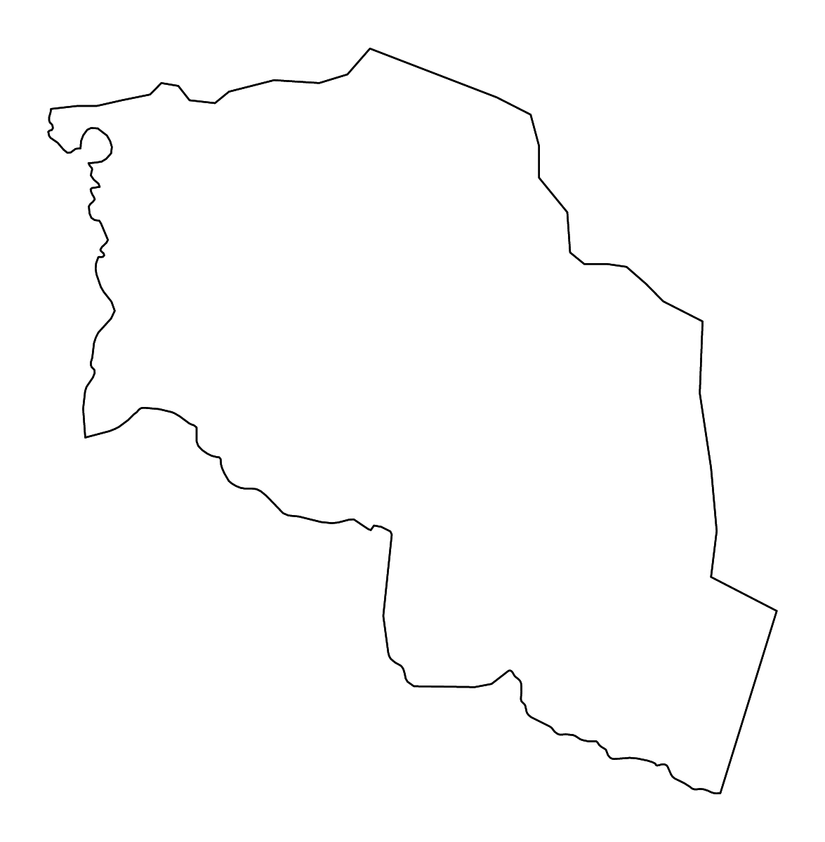 Carte de contour de Chari-Baguirmi, Chad avec rivières.