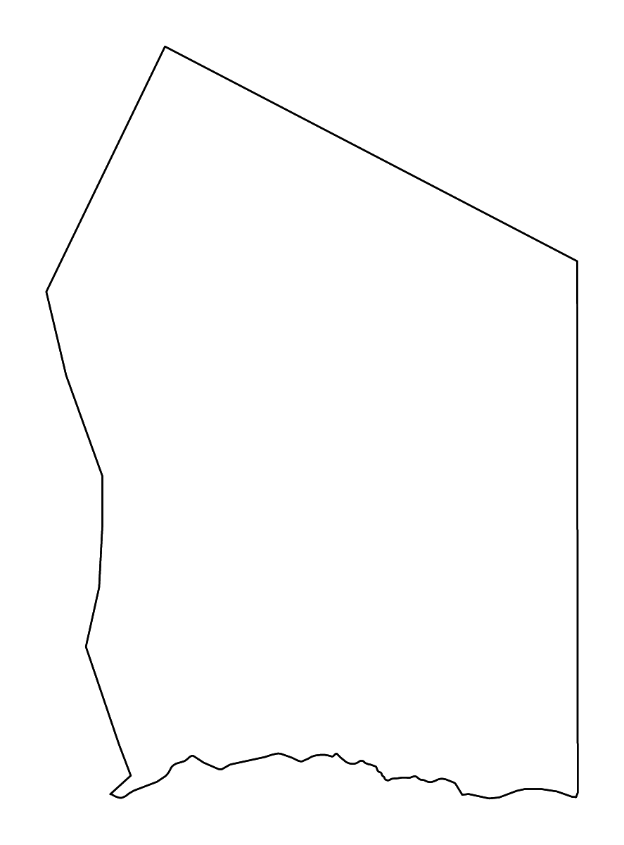 Outline map of Ennedi Préfecture, Chad with rivers.
