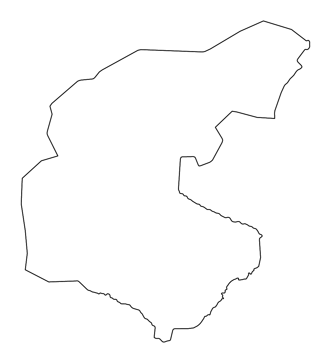 Mapa de contorno de Guéra, Chad con ríos.
