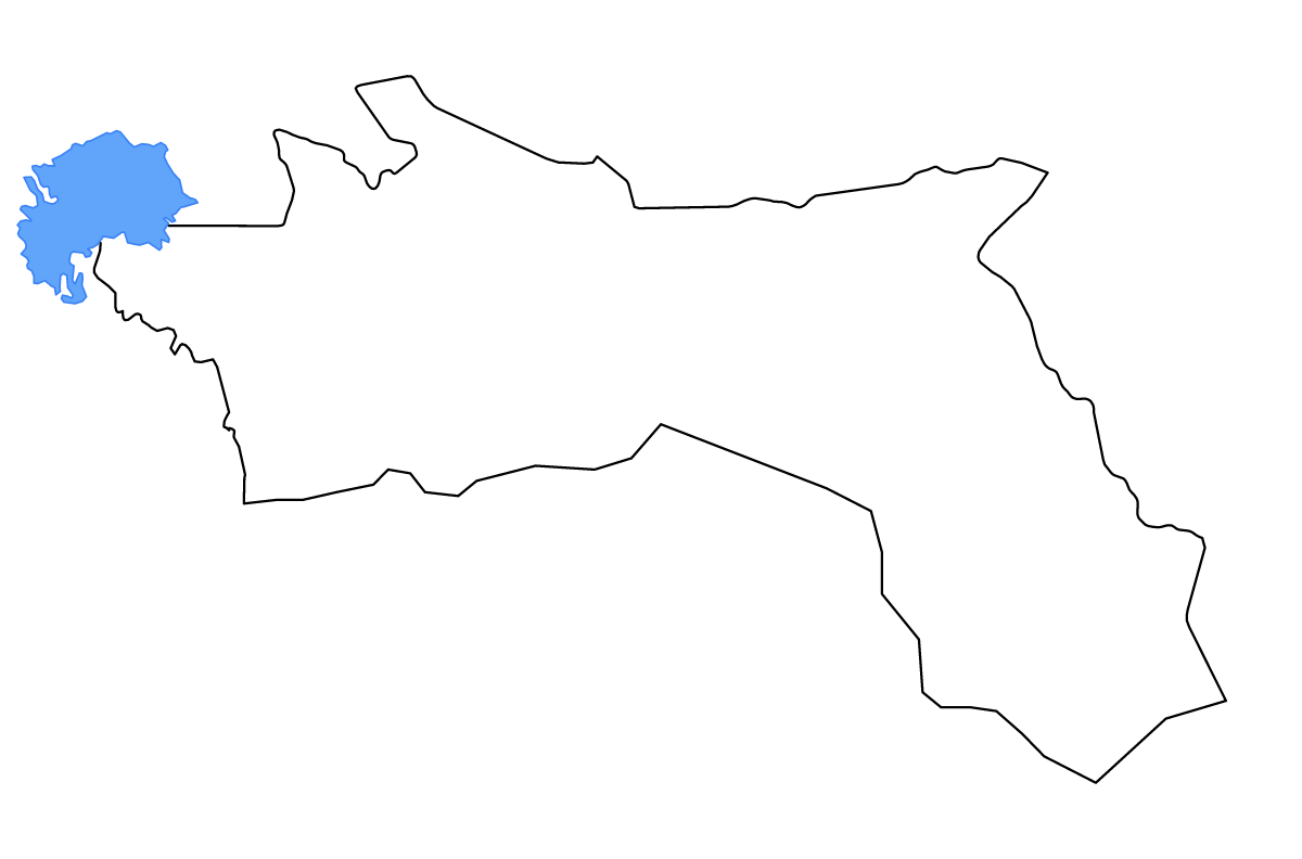 Outline map of Hadjer-Lamis Prefecture, Chad with lakes and rivers.