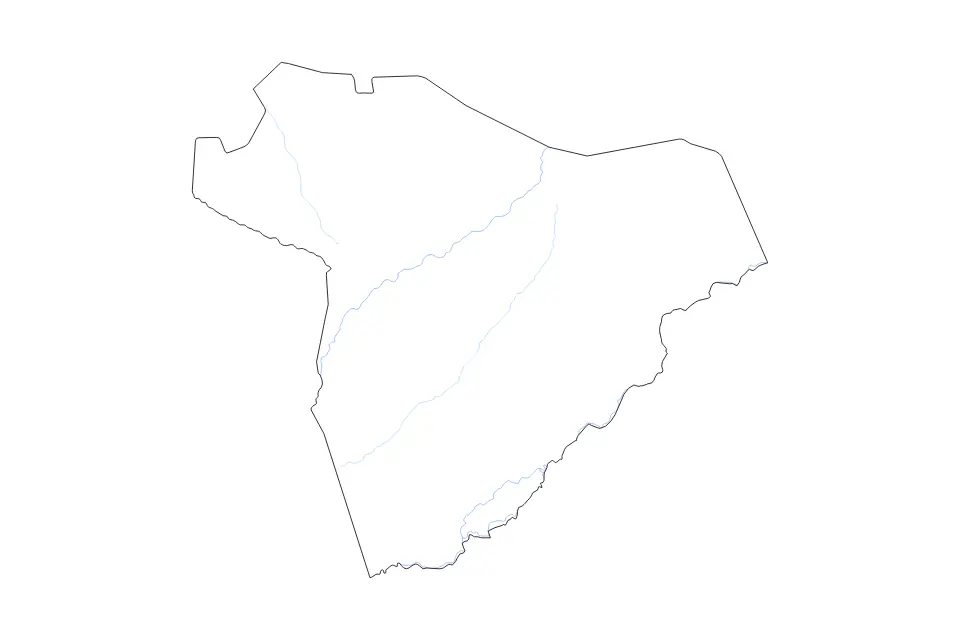 Outline map of Salamat Prefecture, Chad with subdivision borders and rivers.
