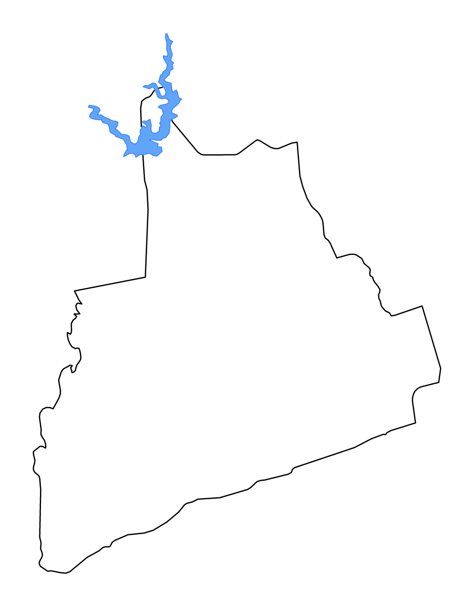 Mapa de contorno de Bas-Sassandra, Côte d'Ivoire con lagos y ríos.