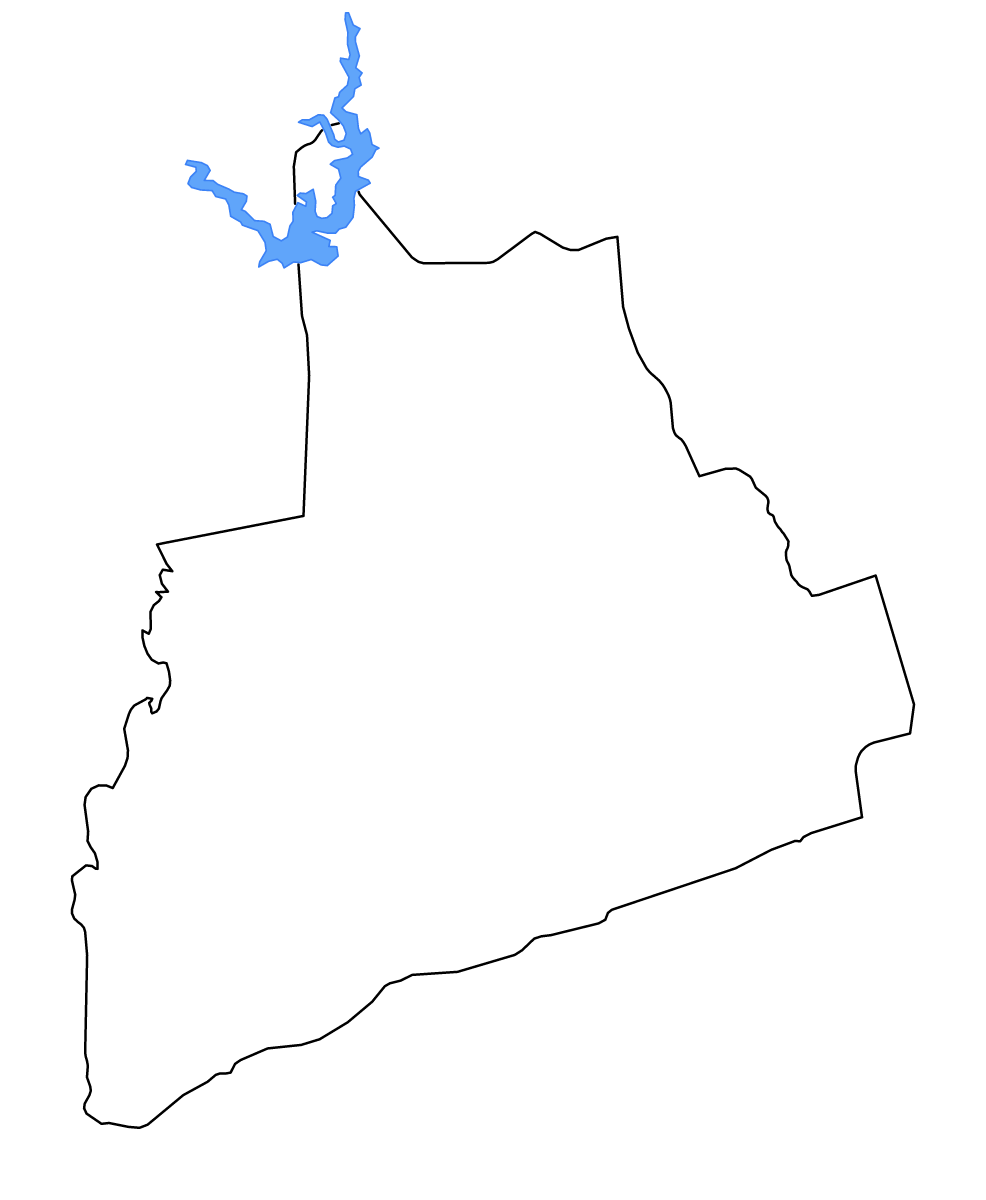 Mapa de contorno de Bas-Sassandra, Côte d'Ivoire con lagos y ríos.