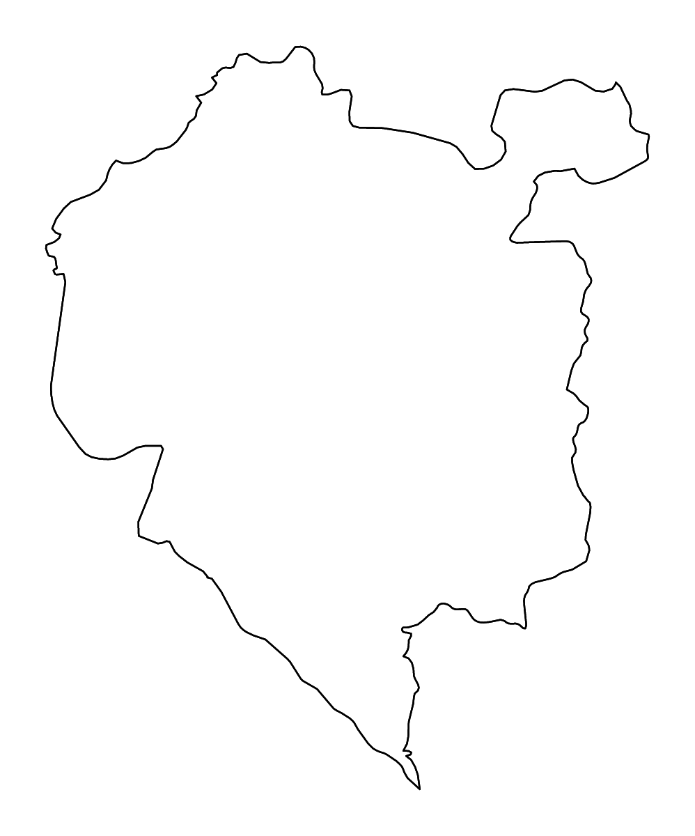 Mapa de contorno de Denguélé, Côte d'Ivoire con ríos.