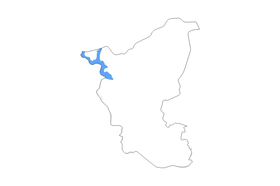 Outline map of Lacs Department, Cote D Ivoire with subdivision borders and major lakes and rivers.