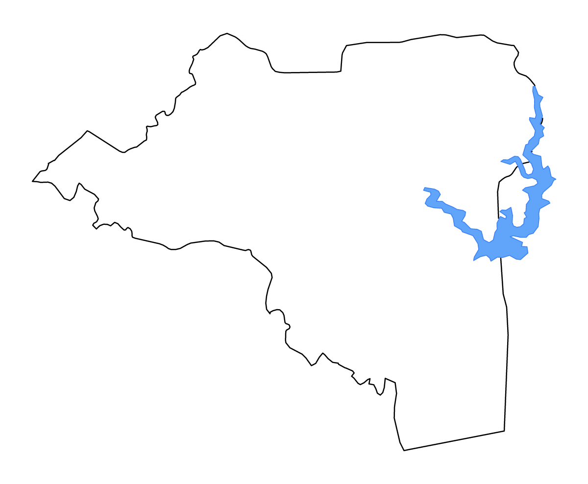 Carte de contour de Moyen-Cavally, Côte d'Ivoire avec lacs et rivières.