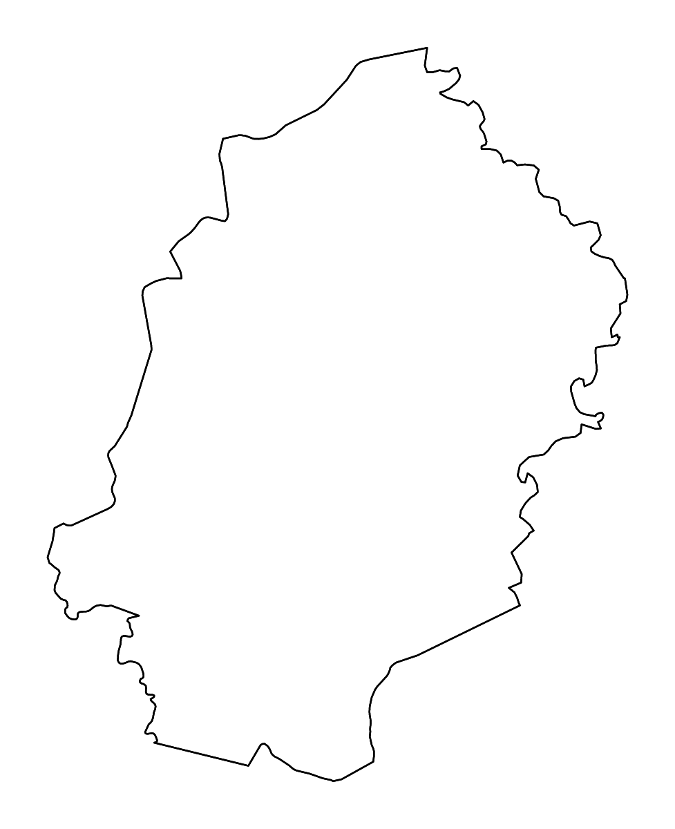Mapa de contorno de N'zi-Comoé, Côte d'Ivoire con ríos.