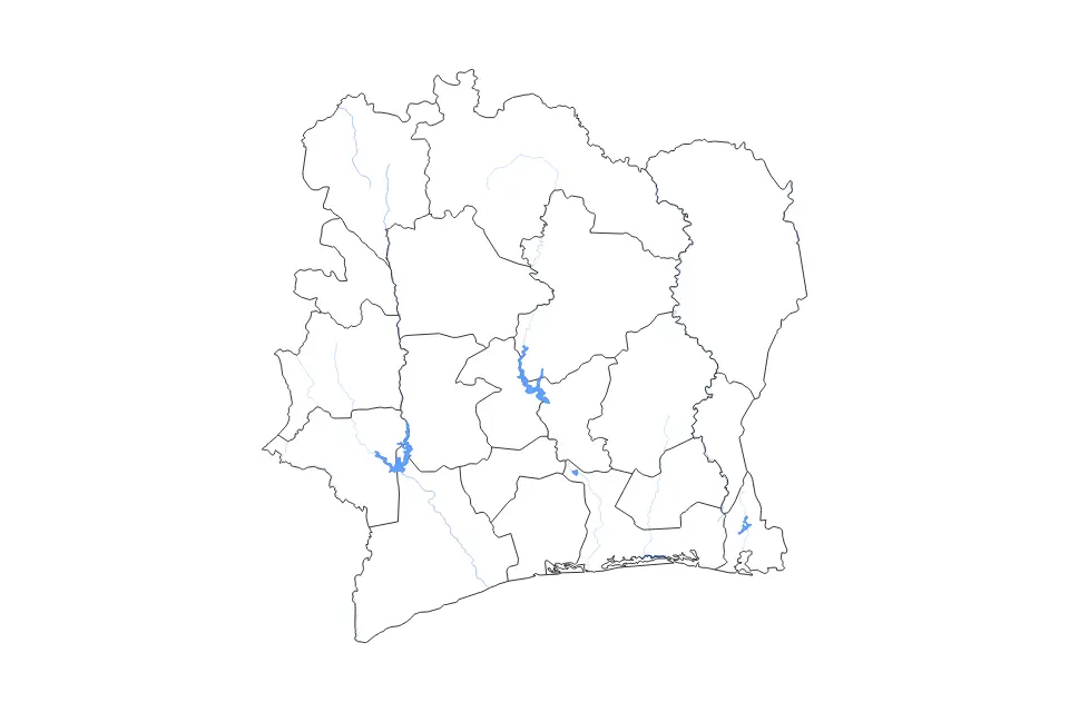 Vista previa del mapa de contorno de Côte d'Ivoire