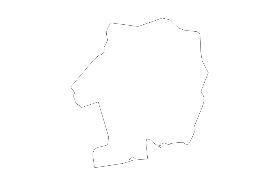 Outline map of Sud-Bandama Department, Cote D Ivoire with subdivision borders and rivers.