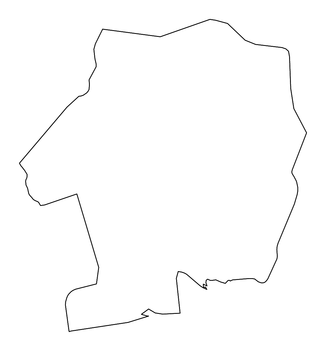 Mapa de contorno de Sud-Bandama, Côte d'Ivoire con ríos.