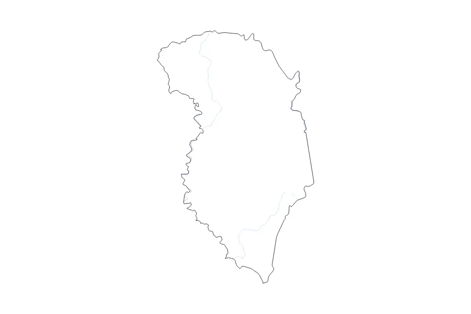 Outline map of Zanzan, Cote D Ivoire with subdivision borders and rivers.