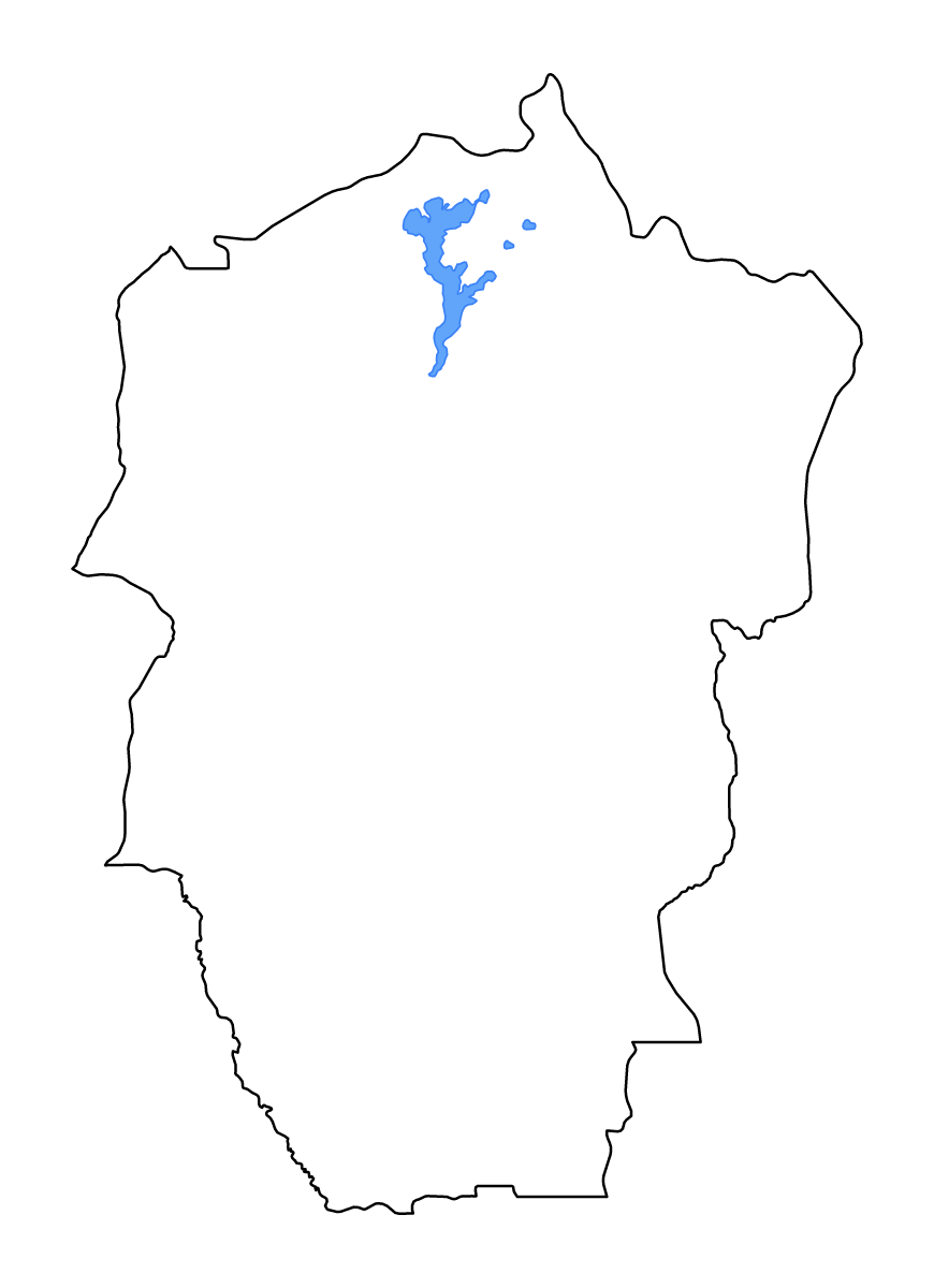 Carte de contour de Bandundu, Democratic Republic of the Congo avec lacs et rivières.