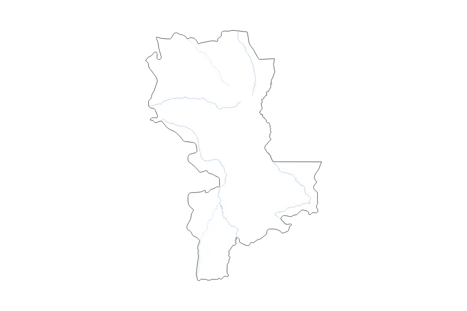 Carte de Kasaï-Oriental, Democratic Republic Of The Congo de type contour et rivières pour Afrique, montrant contour et rivières avec des limites nettes.