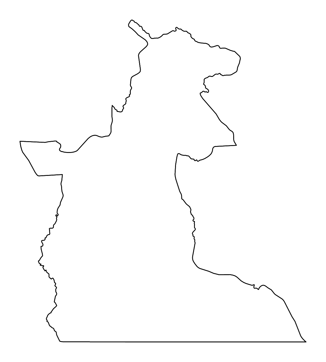 Carte de contour de Maniema, Democratic Republic of the Congo avec rivières.