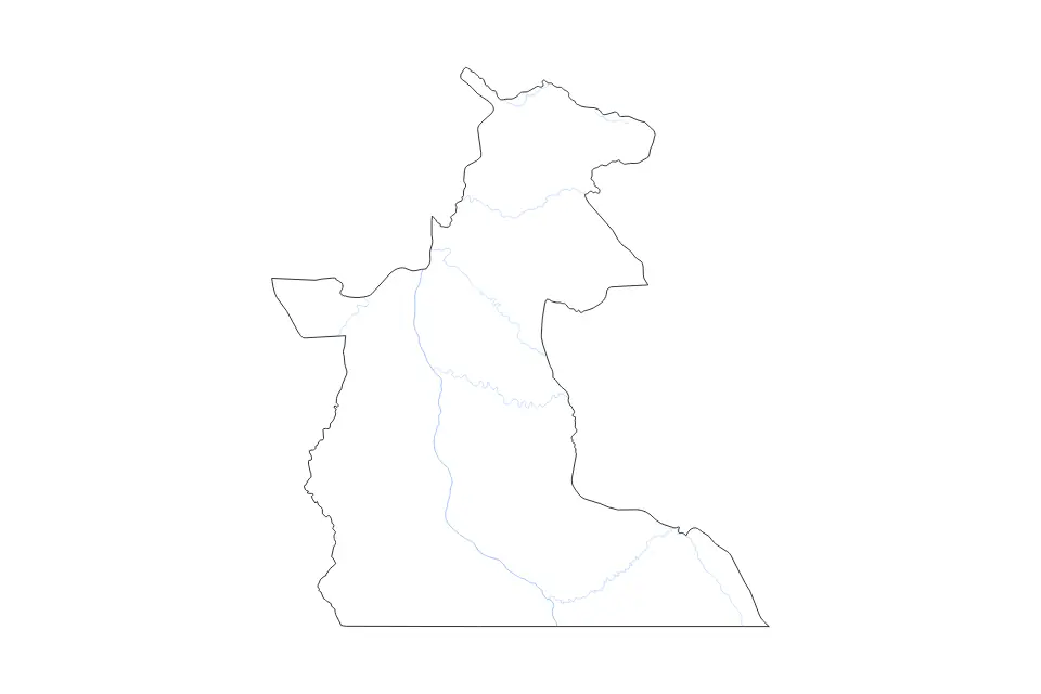 Mapa de Maniema, Democratic Republic Of The Congo de tipo contorno y ríos para África, con contorno y ríos con límites limpios.