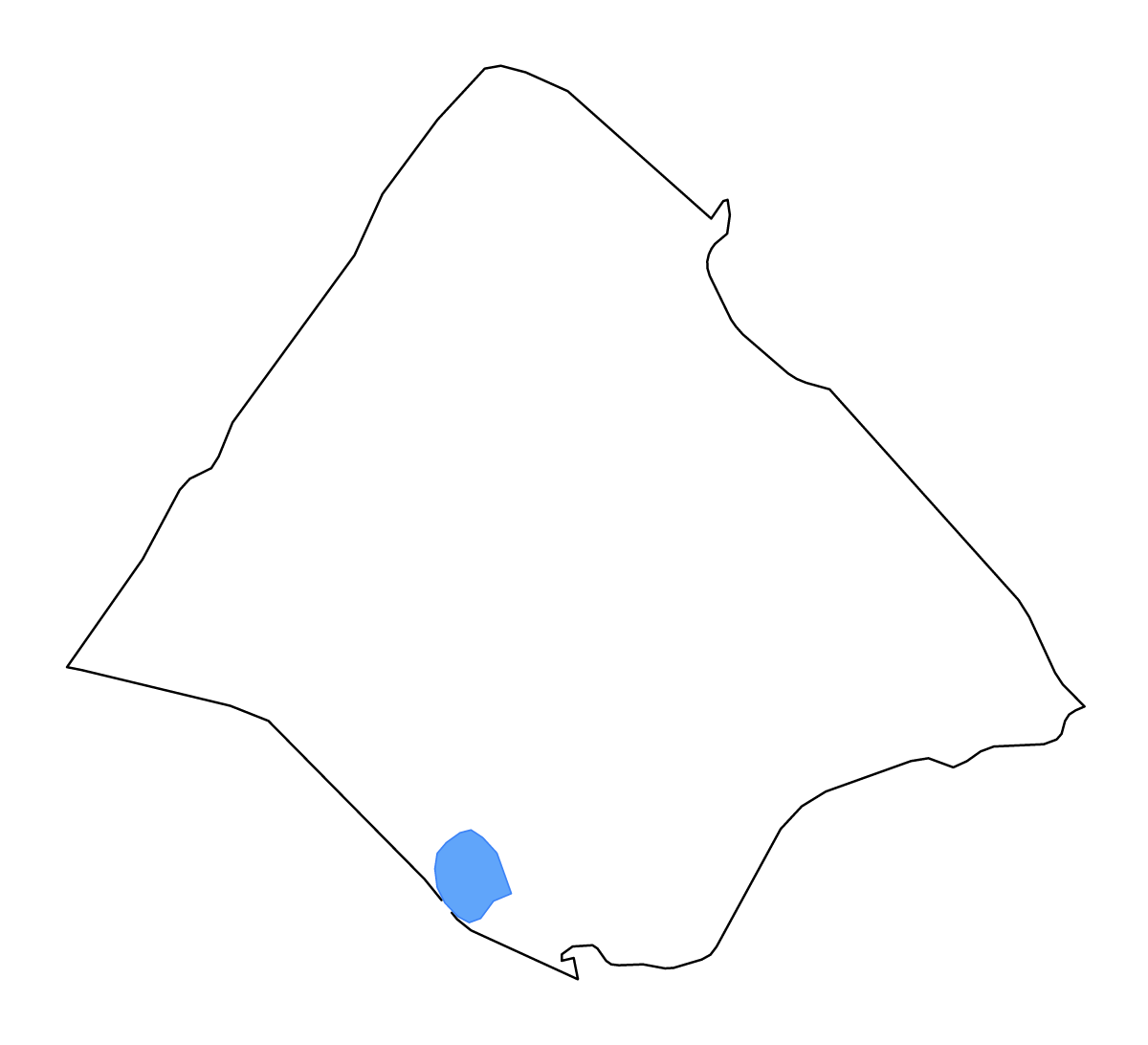 Mapa de contorno de Tadjourah, Djibouti con lagos.