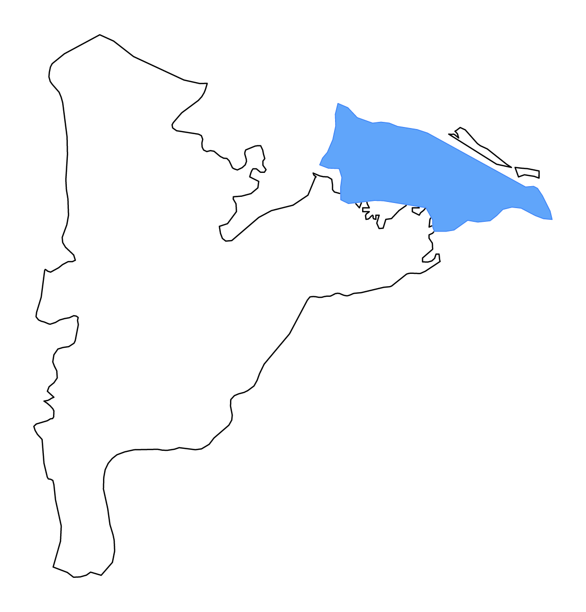 Mapa de contorno de Dakahlia, Egypt con lagos y ríos.