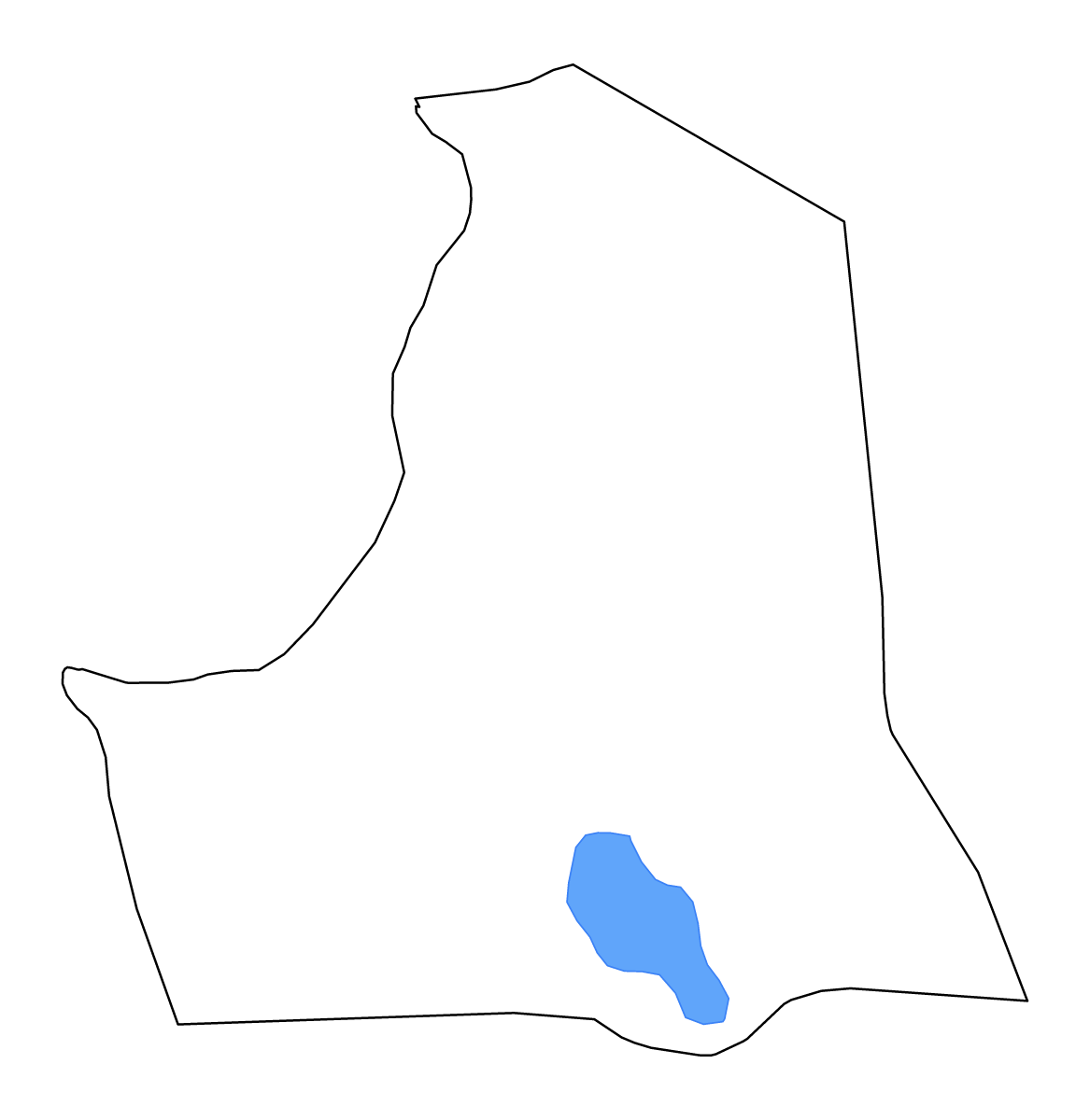 Outline map of Ismailia Governorate, Egypt with lakes and rivers.