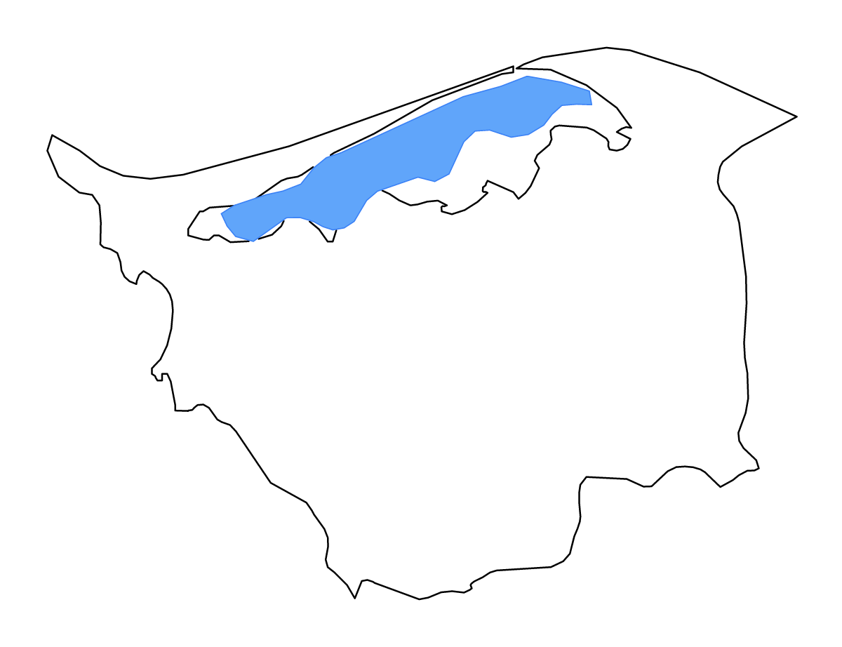Mapa de contorno de Kafr el-Sheikh, Egypt con lagos y ríos.