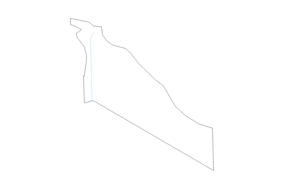 Outline map of Port Said Governorate, Egypt with subdivision borders and rivers.