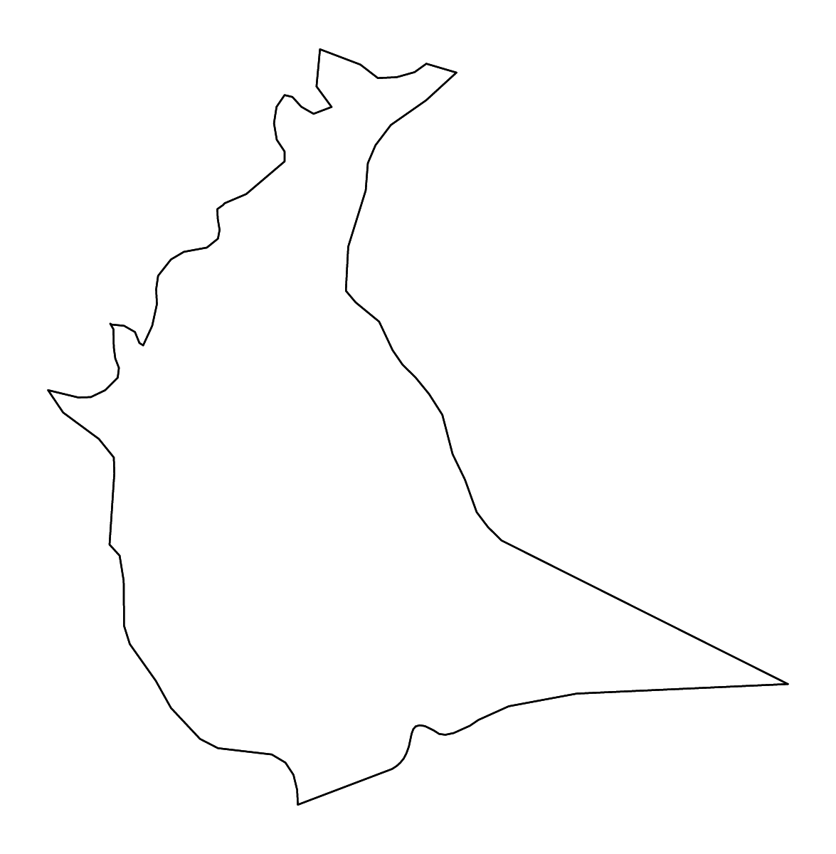 Mapa de contorno de Qalyubia, Egypt con ríos.