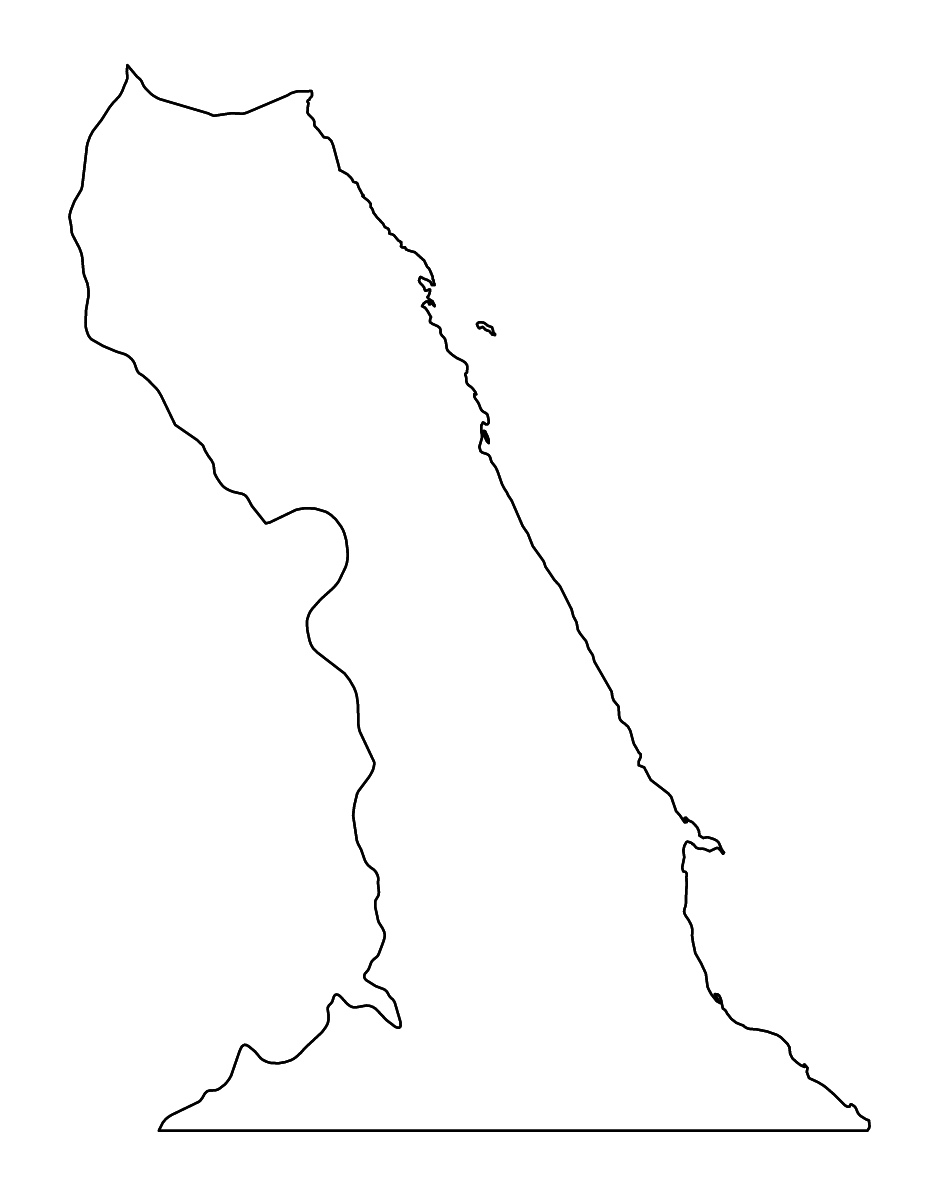 Mapa de contorno de Red Sea, Egypt con ríos.