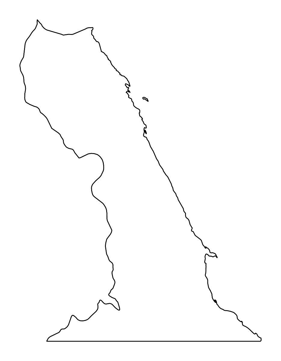Mapa de contorno de Red Sea, Egypt con ríos.