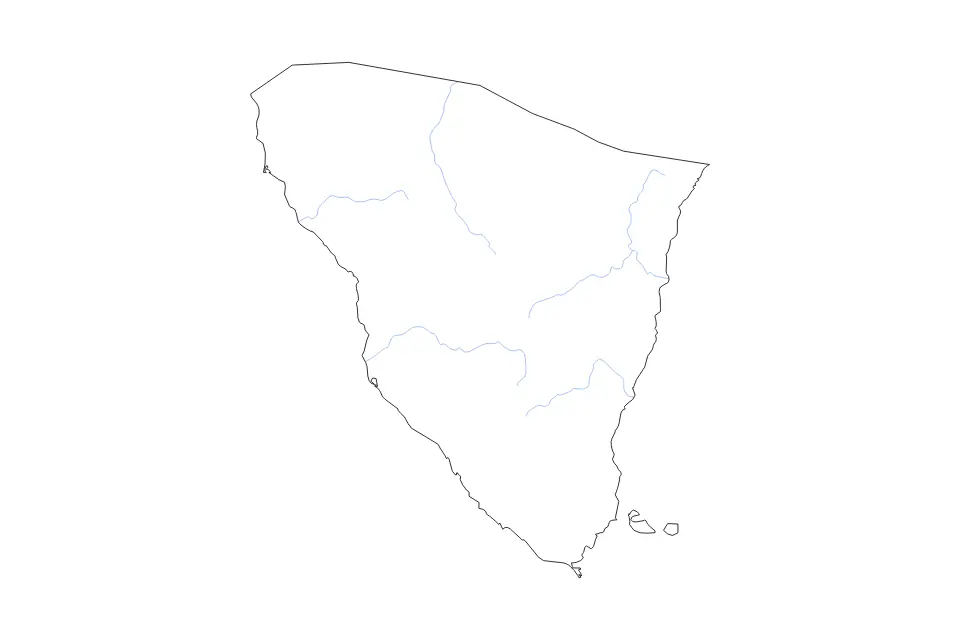 Mapa de South Sinai, Egypt de tipo contorno y ríos para África, con contorno y ríos con límites limpios.