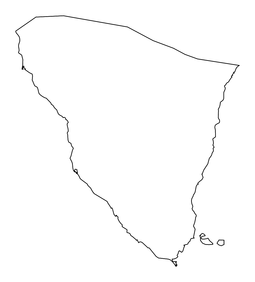 Mapa de contorno de South Sinai, Egypt con ríos.