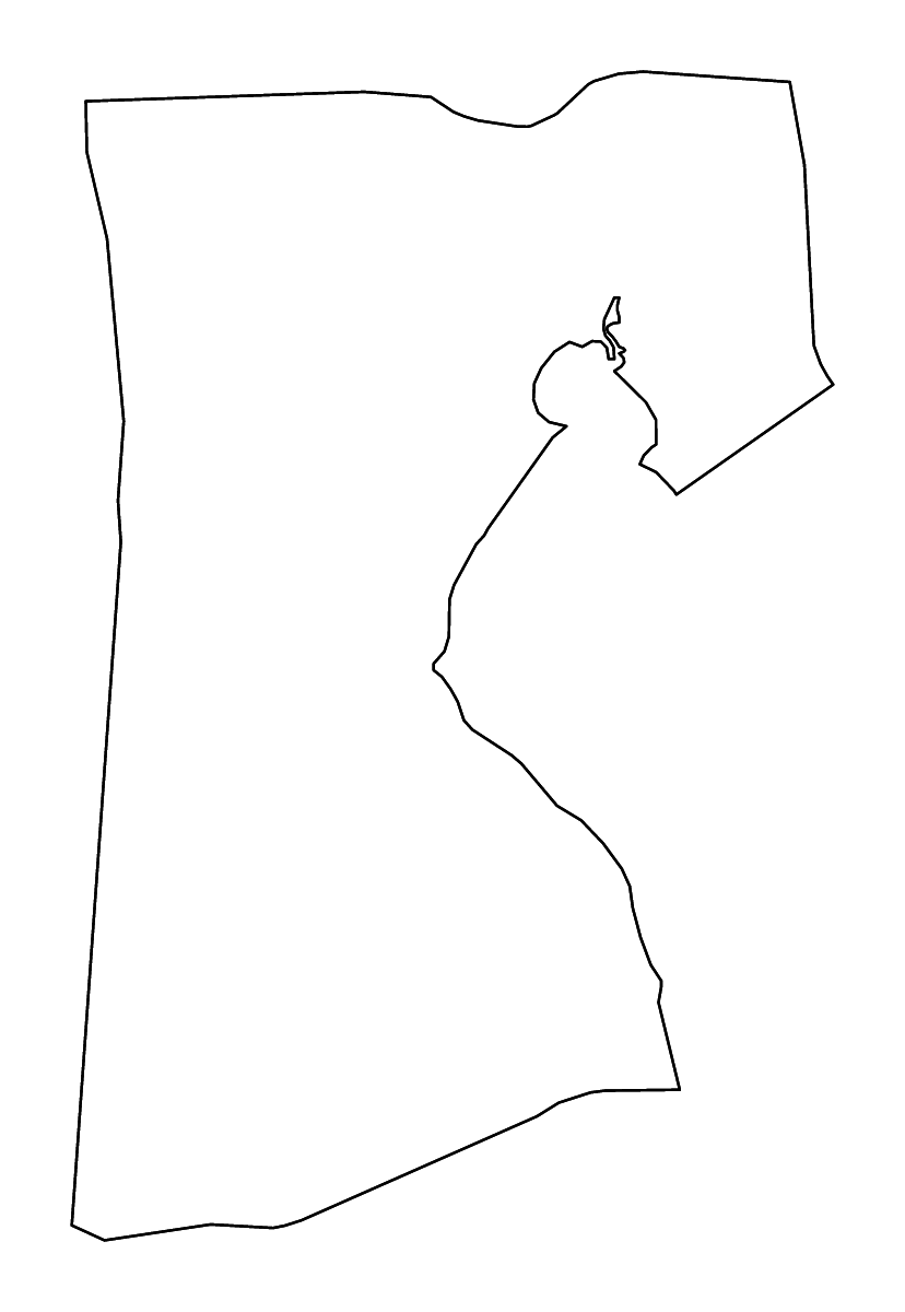 Mapa de contorno de Suez, Egypt con ríos.
