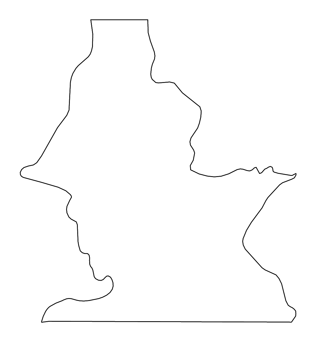 Carte de contour de Centro Sur, Equatorial Guinea avec rivières.