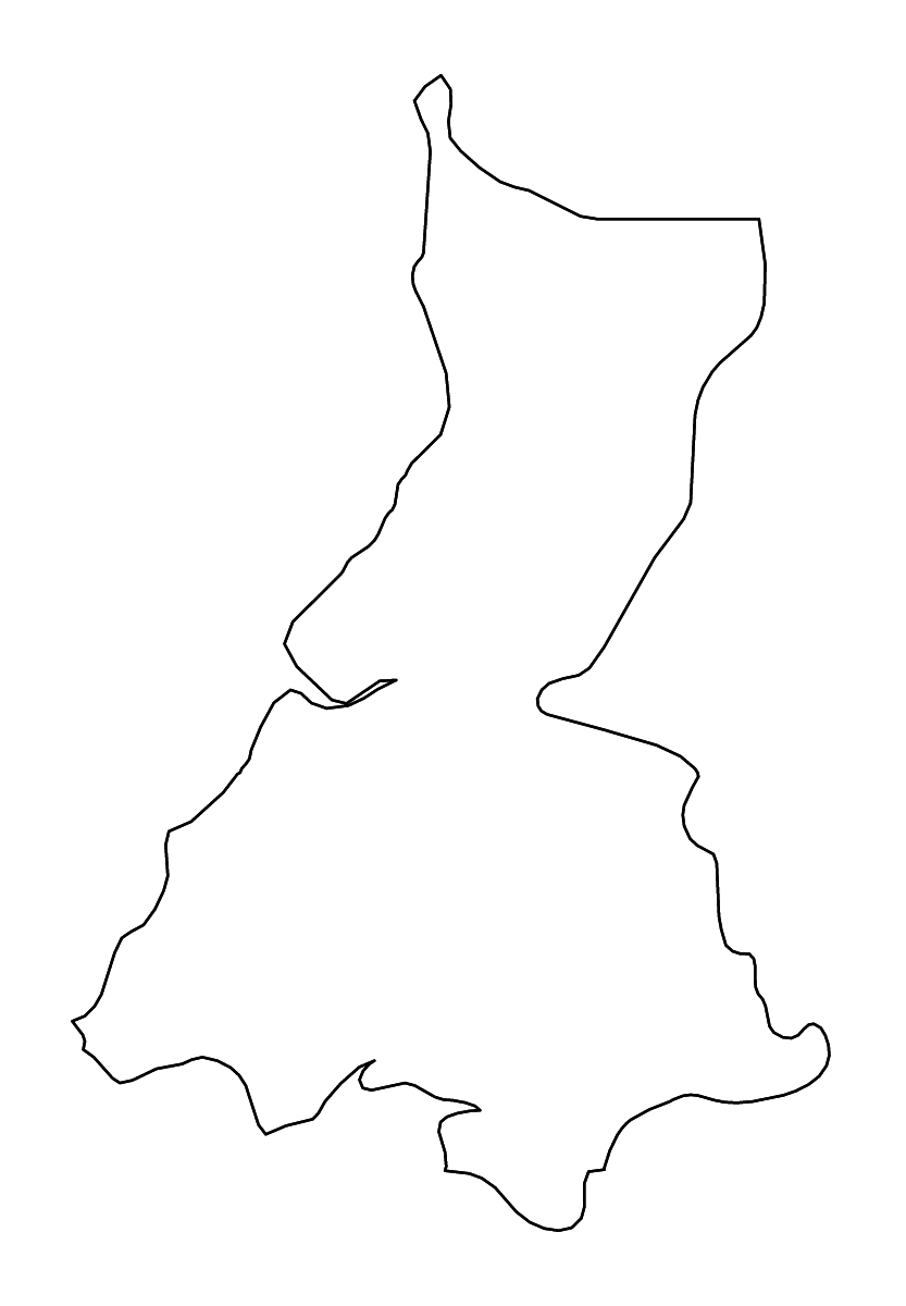 Mapa de contorno de Litoral, Equatorial Guinea con ríos.