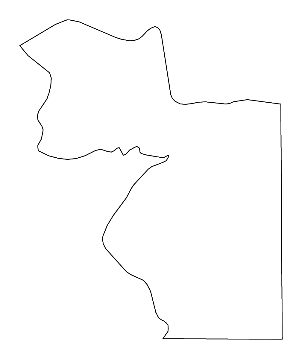 Mapa de contorno de Wele-Nzas, Equatorial Guinea con ríos.