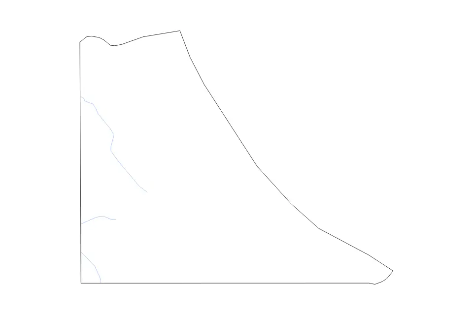 Outline map of Anseba, Eritrea with subdivision borders and rivers.