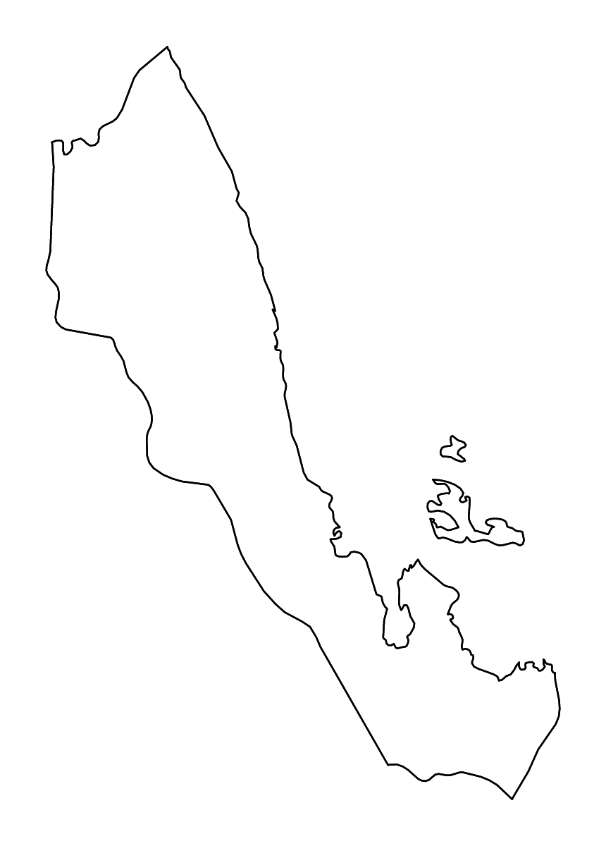 Mapa de contorno de Debub, Eritrea con ríos.