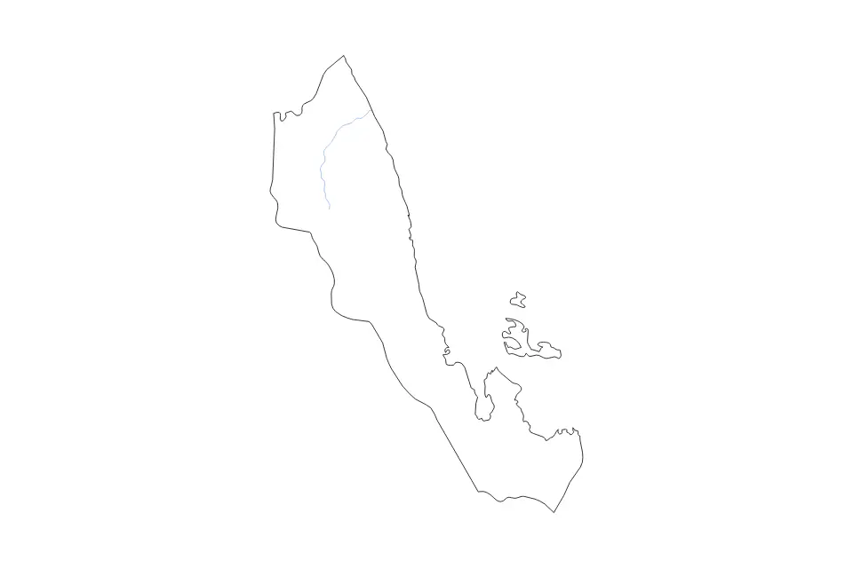 Mapa de Debub, Eritrea de tipo contorno y ríos para África, con contorno y ríos con límites limpios.