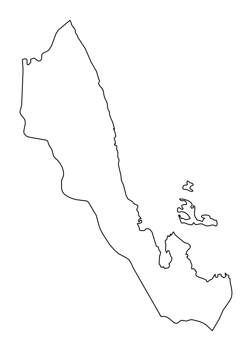 Mapa de contorno de Debub, Eritrea con ríos.