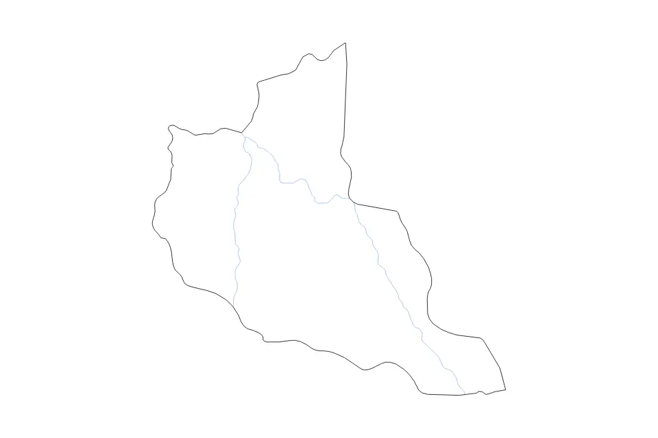 Outline map of Northern Red Sea, Eritrea with subdivision borders and rivers.