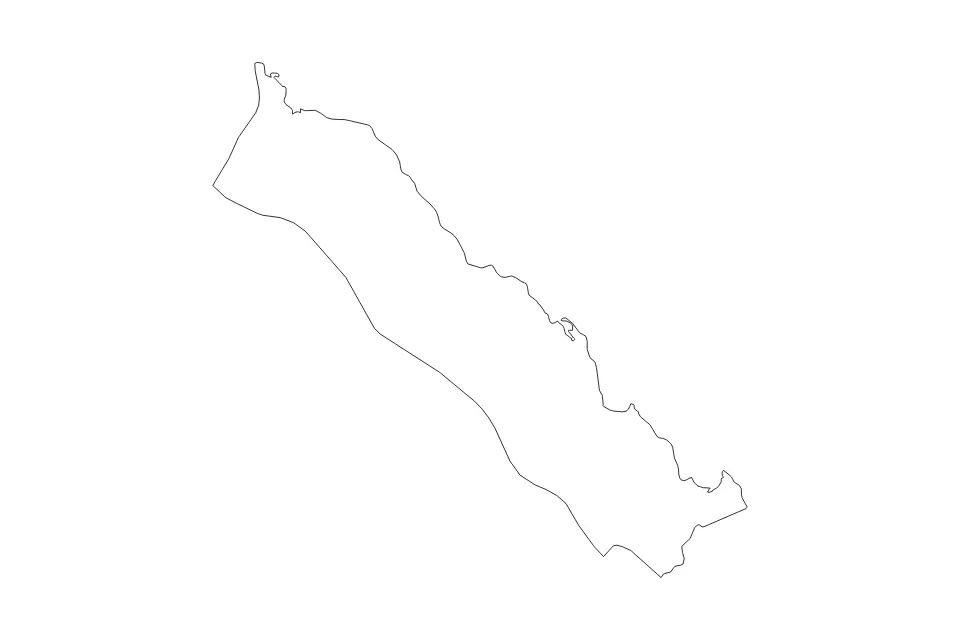 Outline map of Southern Red Sea, Eritrea with subdivision borders.