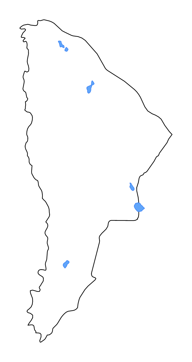 Mapa de contorno de Afar, Ethiopia con lagos y ríos.