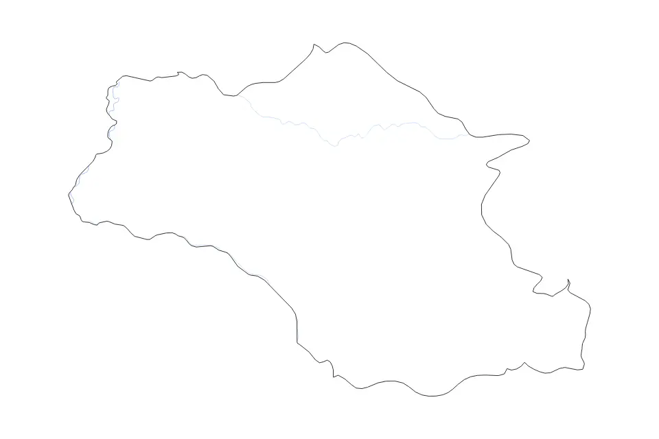 Outline map of Gambela Administrative State, Ethiopia with subdivision borders and rivers.