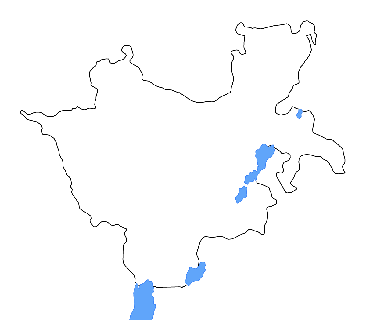 Mapa de contorno de Southern Nations, Ethiopia con lagos y ríos.