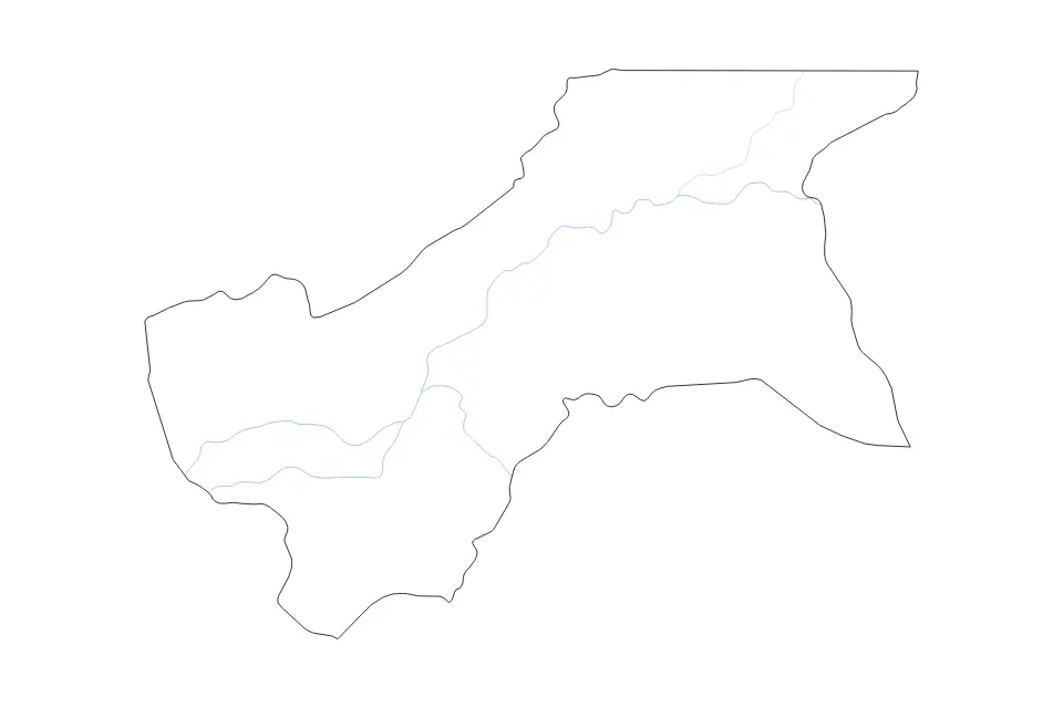 Mapa de Moyen-Ogooué, Gabon de tipo contorno y ríos para África, con contorno y ríos con límites limpios.
