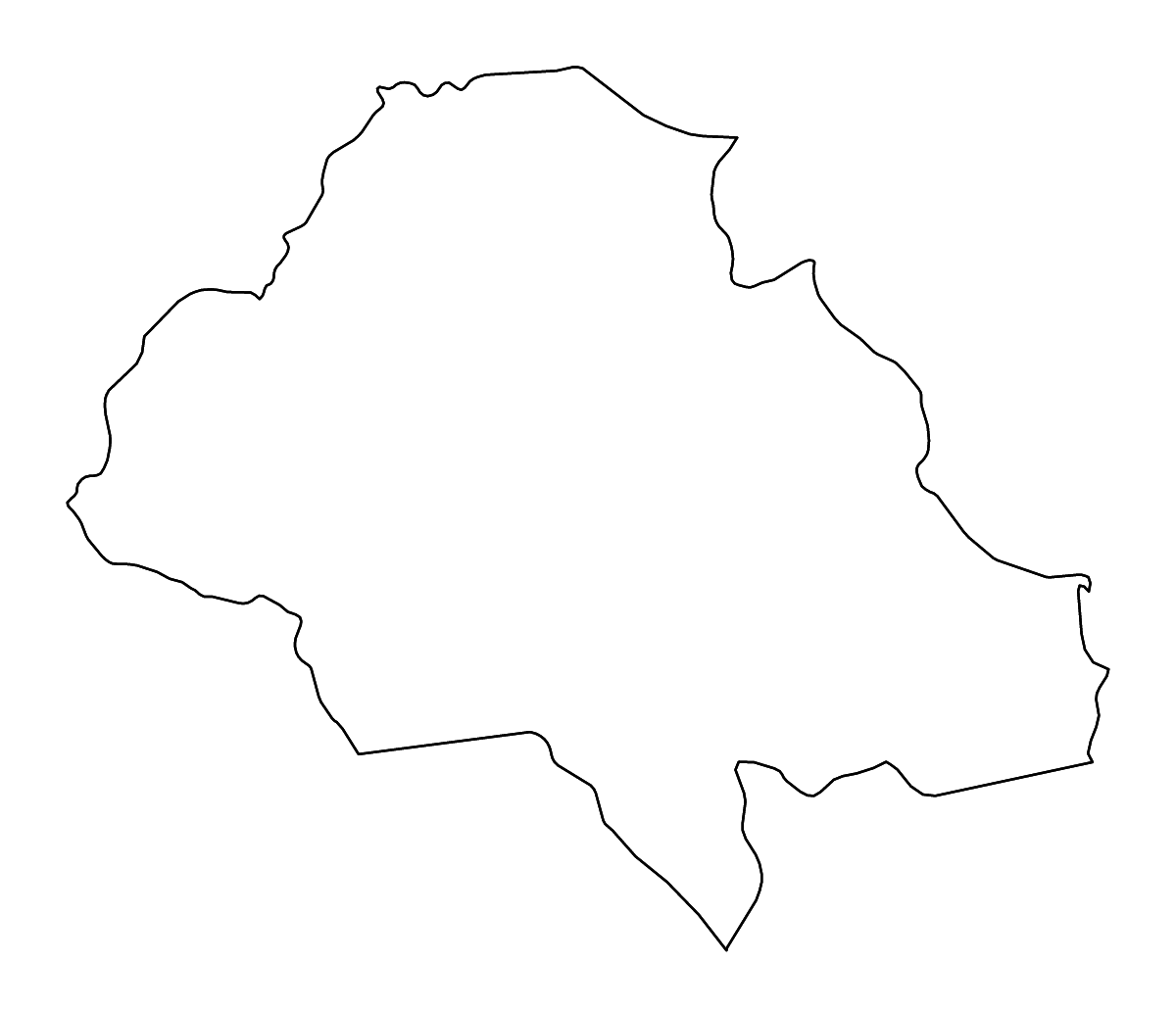 Mapa de contorno de Ngounié, Gabon con ríos.