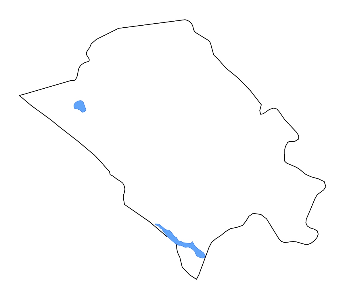 Mapa de contorno de Nyanga, Gabon con lagos y ríos.